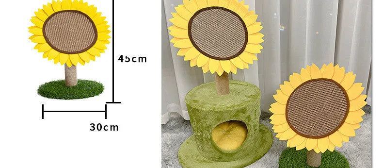 Natural sisal cat scratching board with nest house in imitated lawn sunflower colour