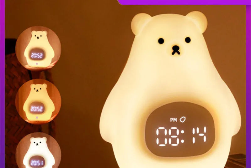 White bear cartoon silicone night light with remote control and timer functions