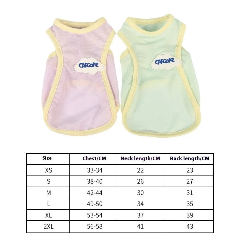 Lightweight polyester cat vest in grass green available in six sizes from XS to 2XL