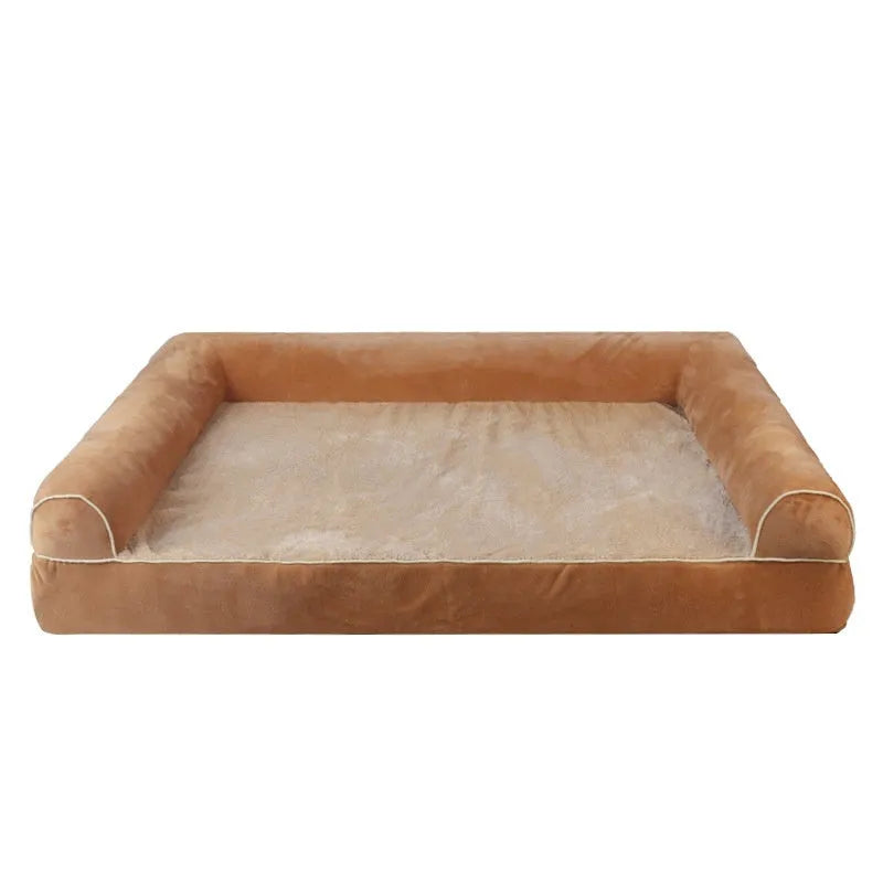 Square cloth dog bed with sponge insert, shown in dark grey colour