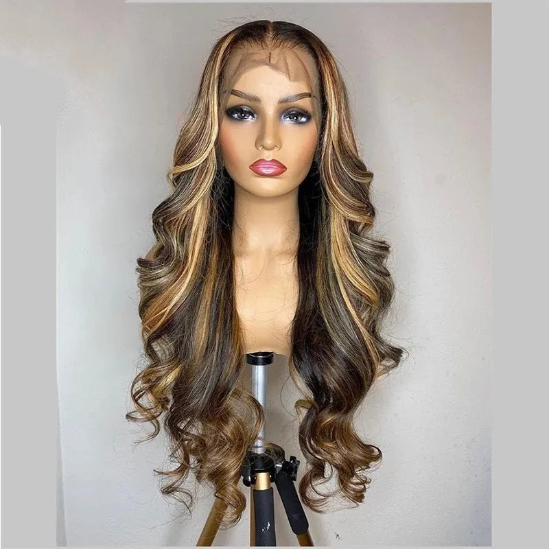 Long curly front lace wig with 134 gradient colour and integrated head cover