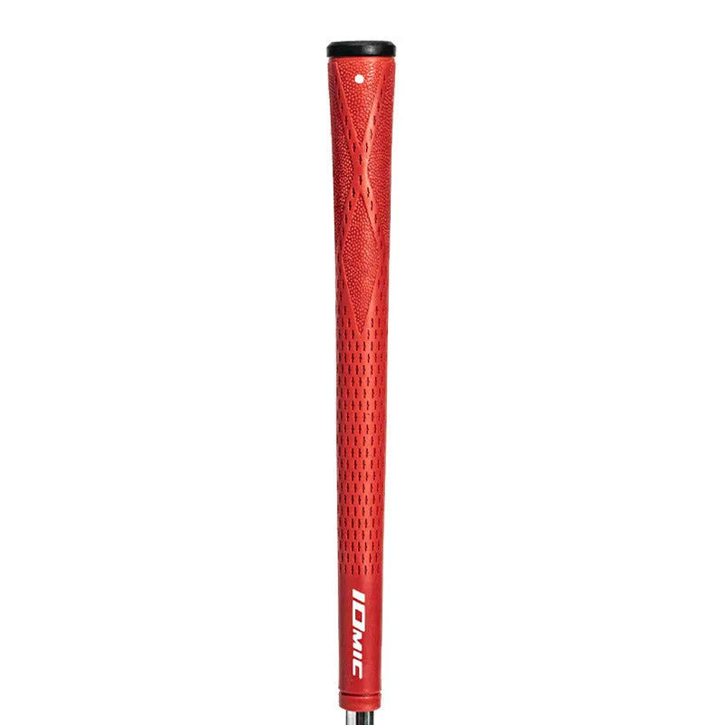 TPE rubber golf club grip in assorted colours including pink, red, blue, white, and black with coloured head accents.