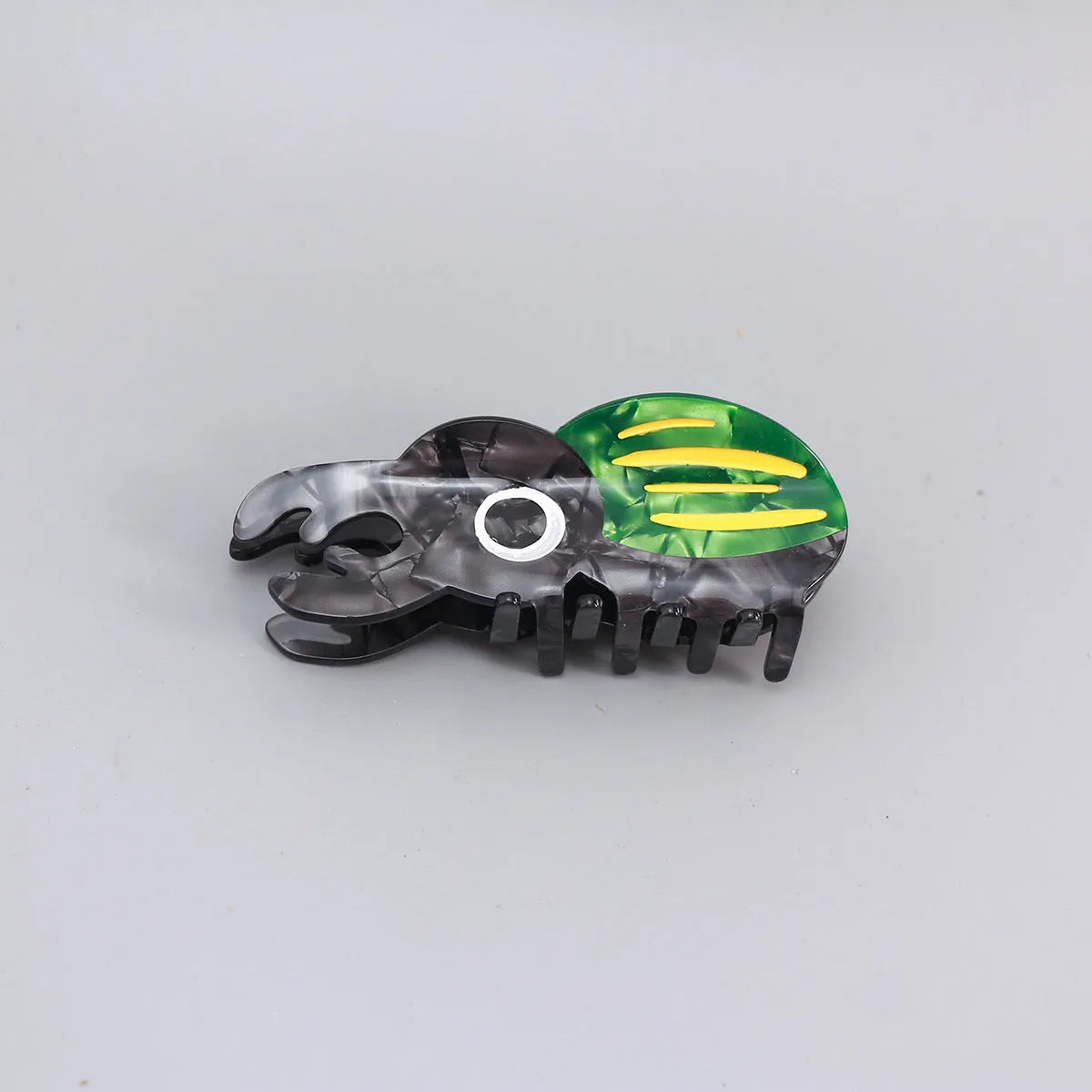 Handmade cellulose acetate beetle grip decorative clip with insect biology cartoon design