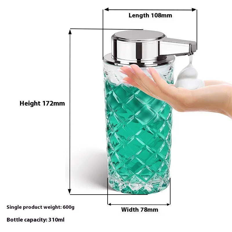 Automatic sensing soap dispenser with silver-plated finish and USB Type-C charging port
