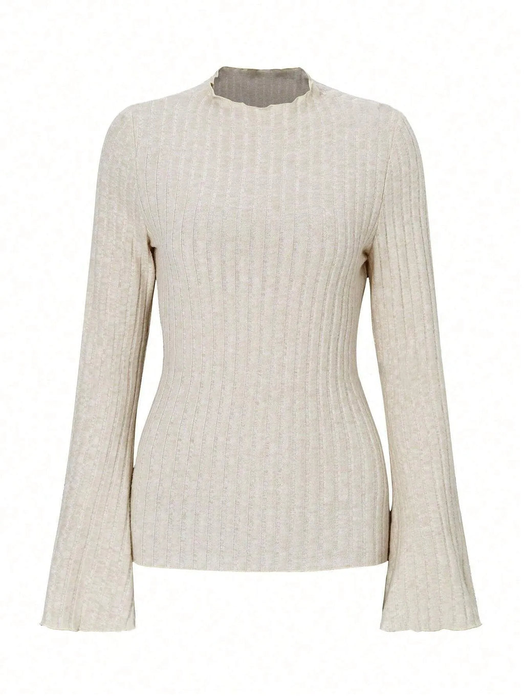 Long sleeve round neck top with lantern sleeves and sunken stripe detail in slim black casual styling