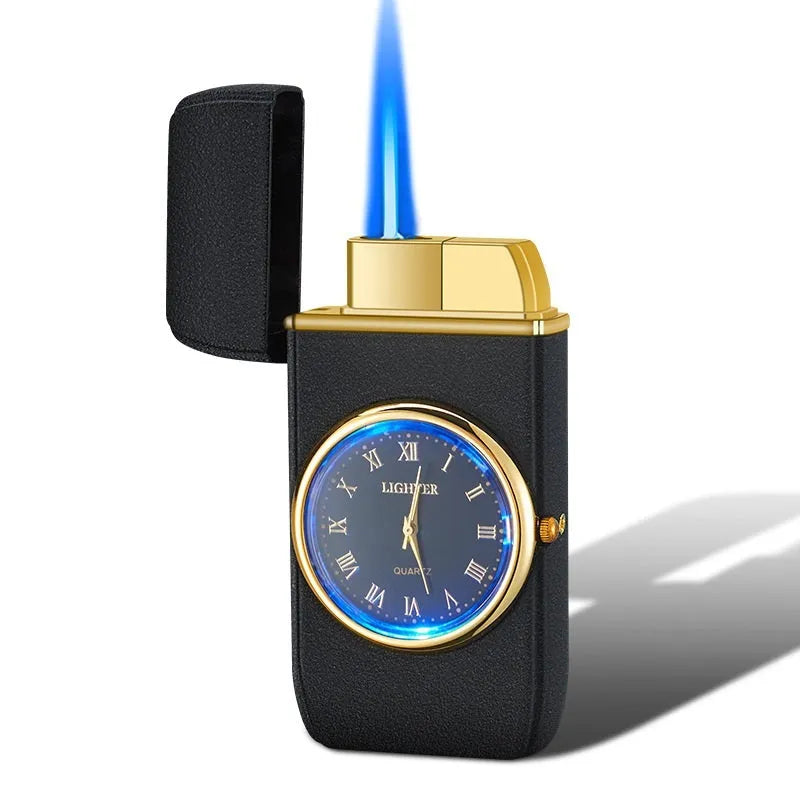 Electronic watch design metal cigarette lighter with wind-resistant ignition and LED flashing lamp