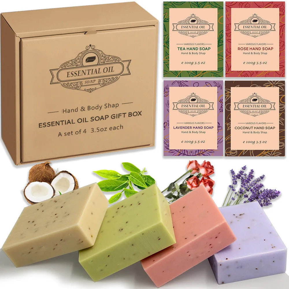 Frosted handmade essential oil soap bar in coconut, green tea, lavender, or rose scent