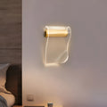 Iron wall lamp with acrylic shade available in left or right bend styles for bedroom and living room lighting