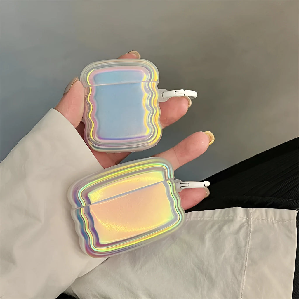 Silicone AirPods case with magic laser colour effect and matching ring for Pro2, Pro and 3rd Generation models