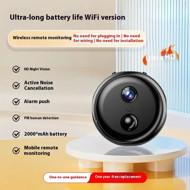Wireless 360-degree rotating WiFi security camera for indoor surveillance with HD night vision