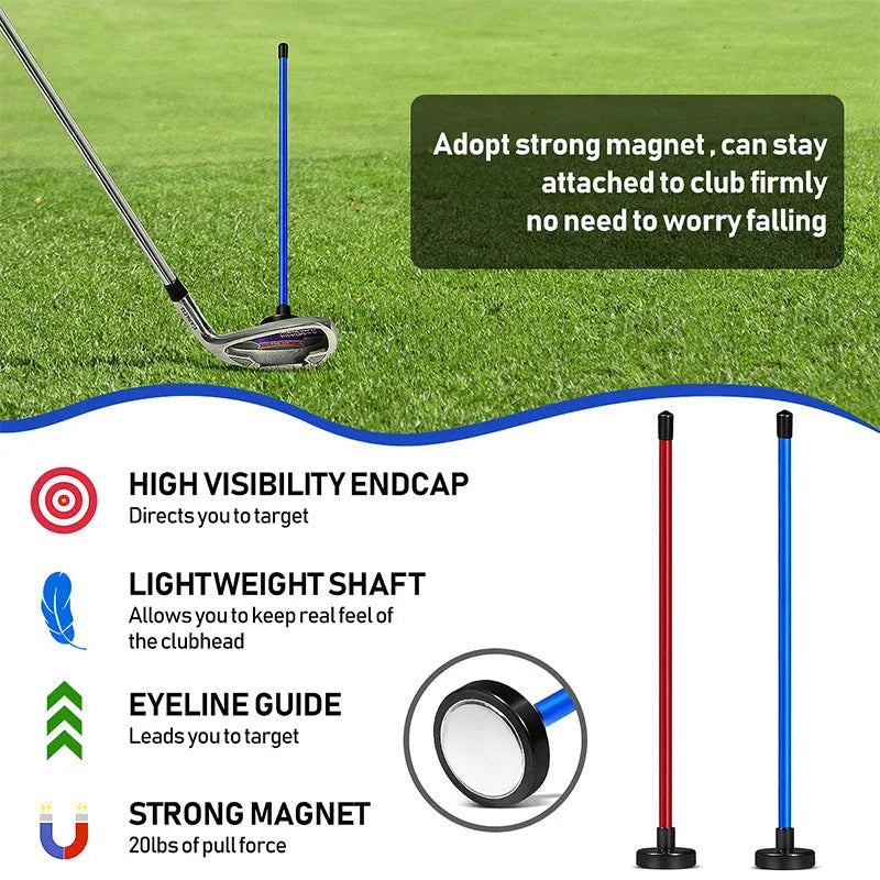 Aluminium alloy golf swing alignment trainer with magnetic baseball bar design in red colour