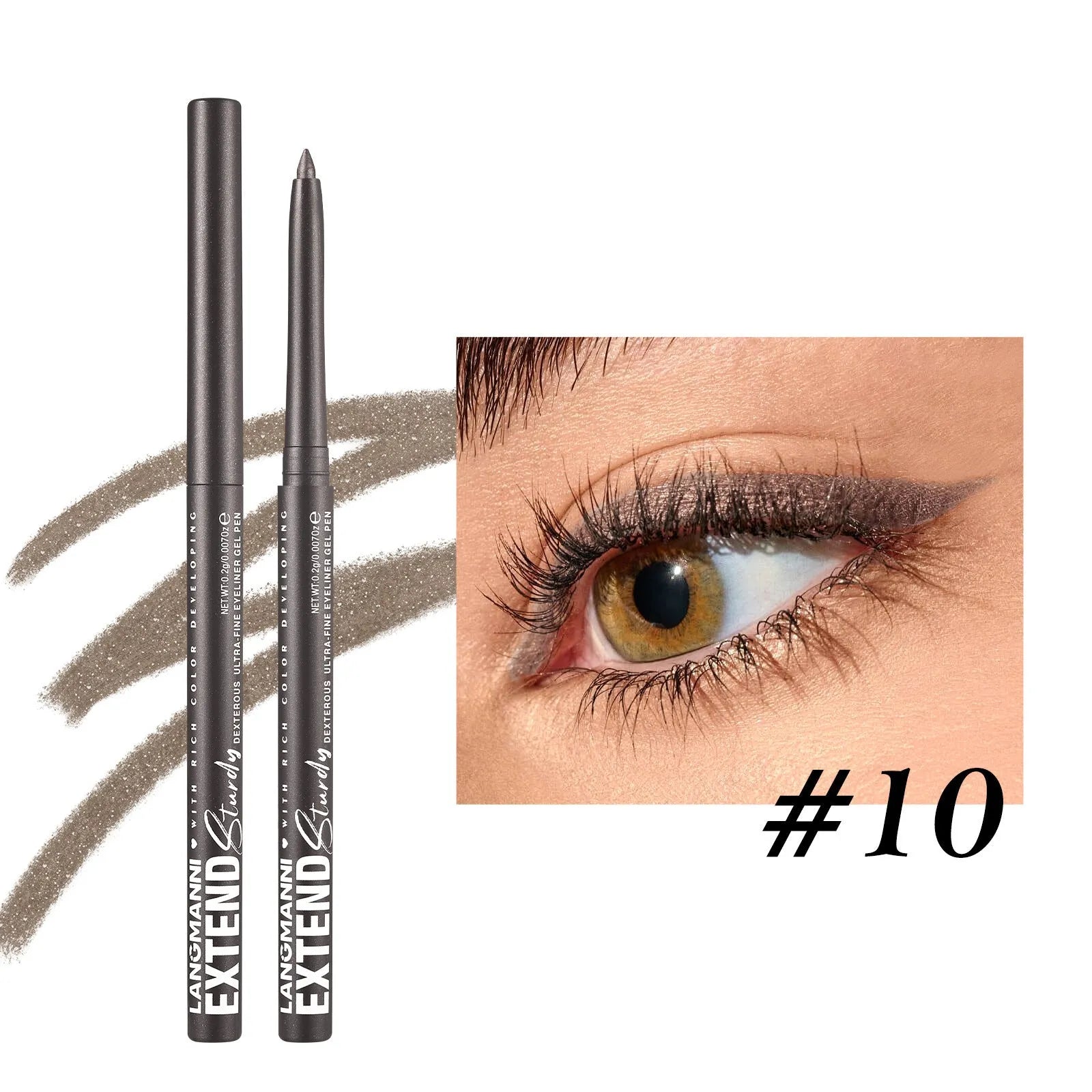 12 colourful gel eyeliner pencils in vibrant shades including glitter and metallic finishes