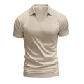 Men's casual V-neck short sleeve t-shirt in cotton blend fabric available in six colours with loose fit