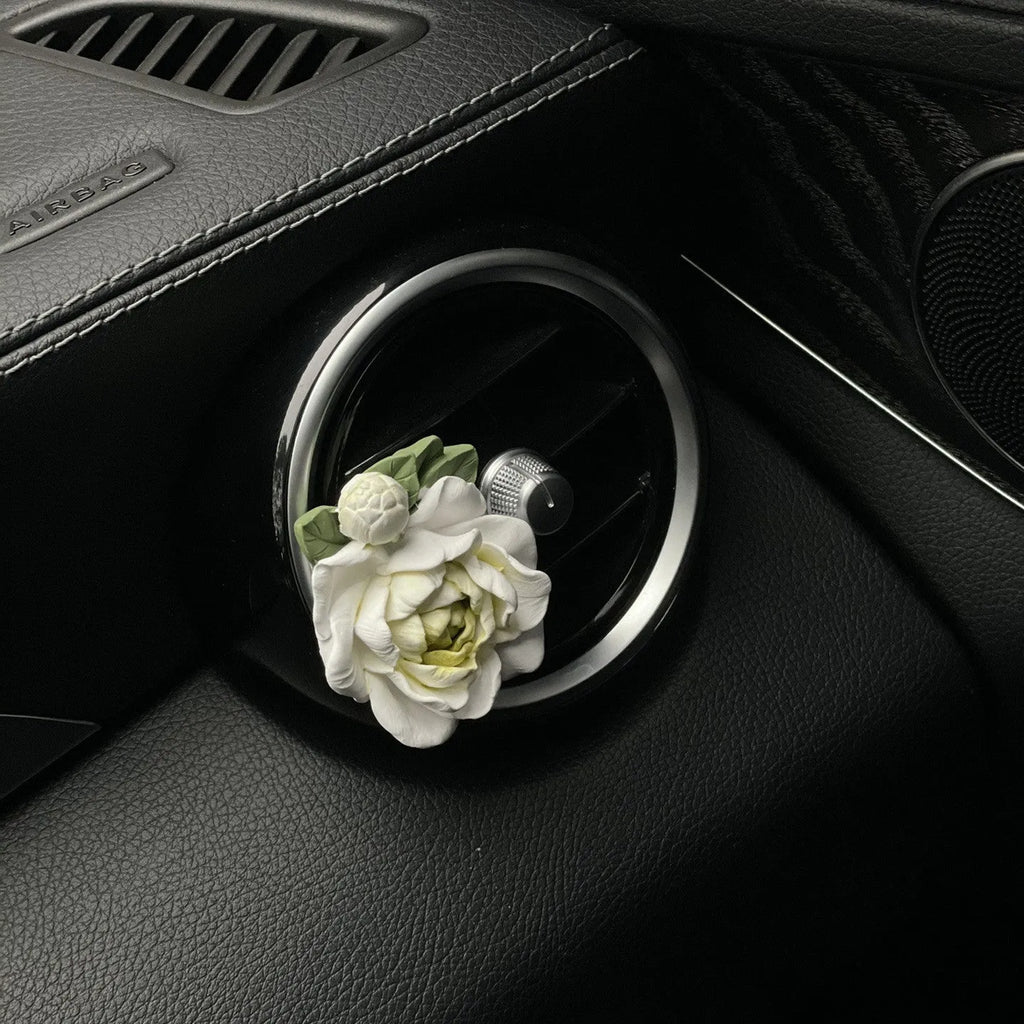 Jasmine car perfume solid air vent diffuser in gypsum with 5ml essential oil bottle