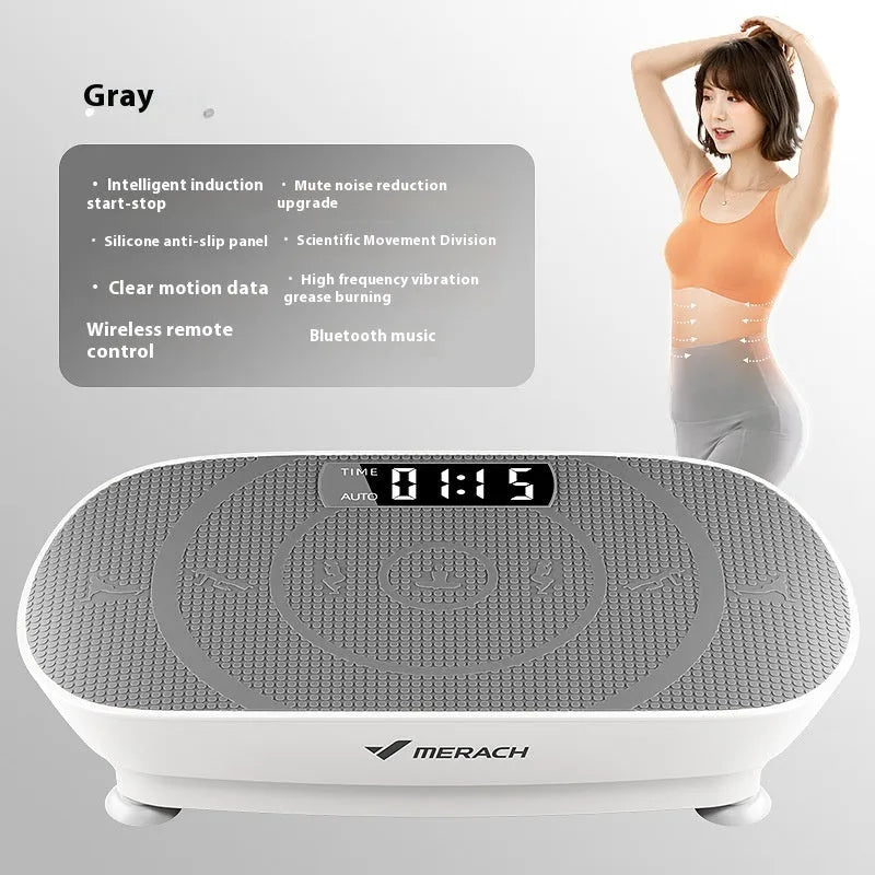 Grey and pink portable smart power plate for home fitness with dimensions 58cm by 38cm.