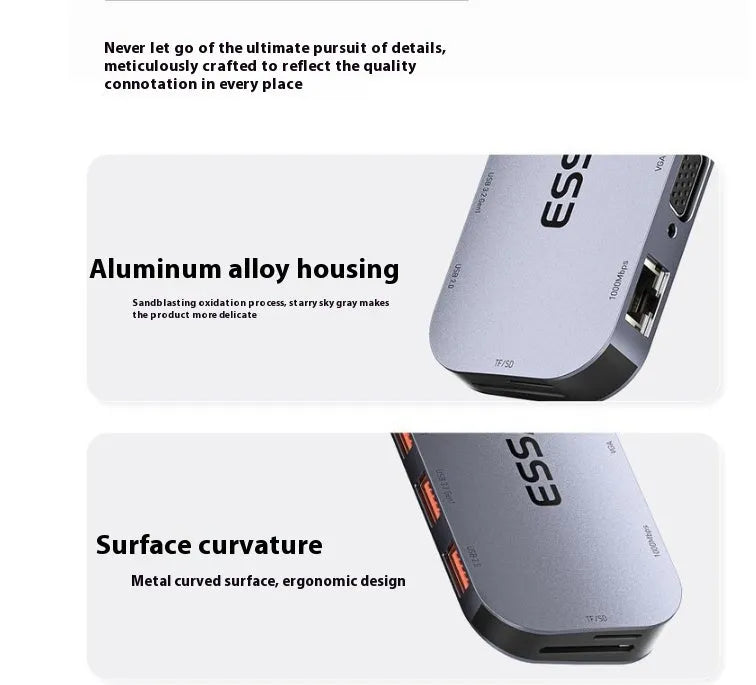 11-in-1 USB-C expansion dock with multiple ports and 20cm connecting cable
