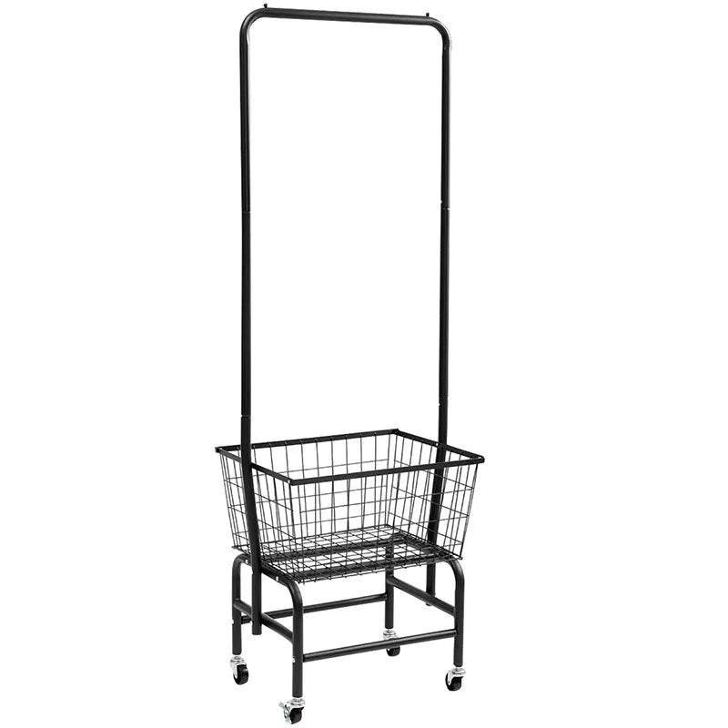 Iron pulley clothes hanger with single moving rod for wardrobe storage in white or black colour