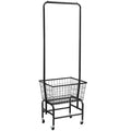 Iron pulley clothes hanger with single moving rod for wardrobe storage in white or black colour