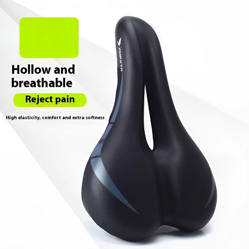 Bicycle seat cushion with hollow centre design on a bike saddle