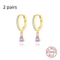 S925 sterling silver water drop earrings with geometric shape and diamond/gemstone accent options