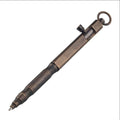 Brass tactical pen with hexagonal bolt machine gun design in brass or black finish