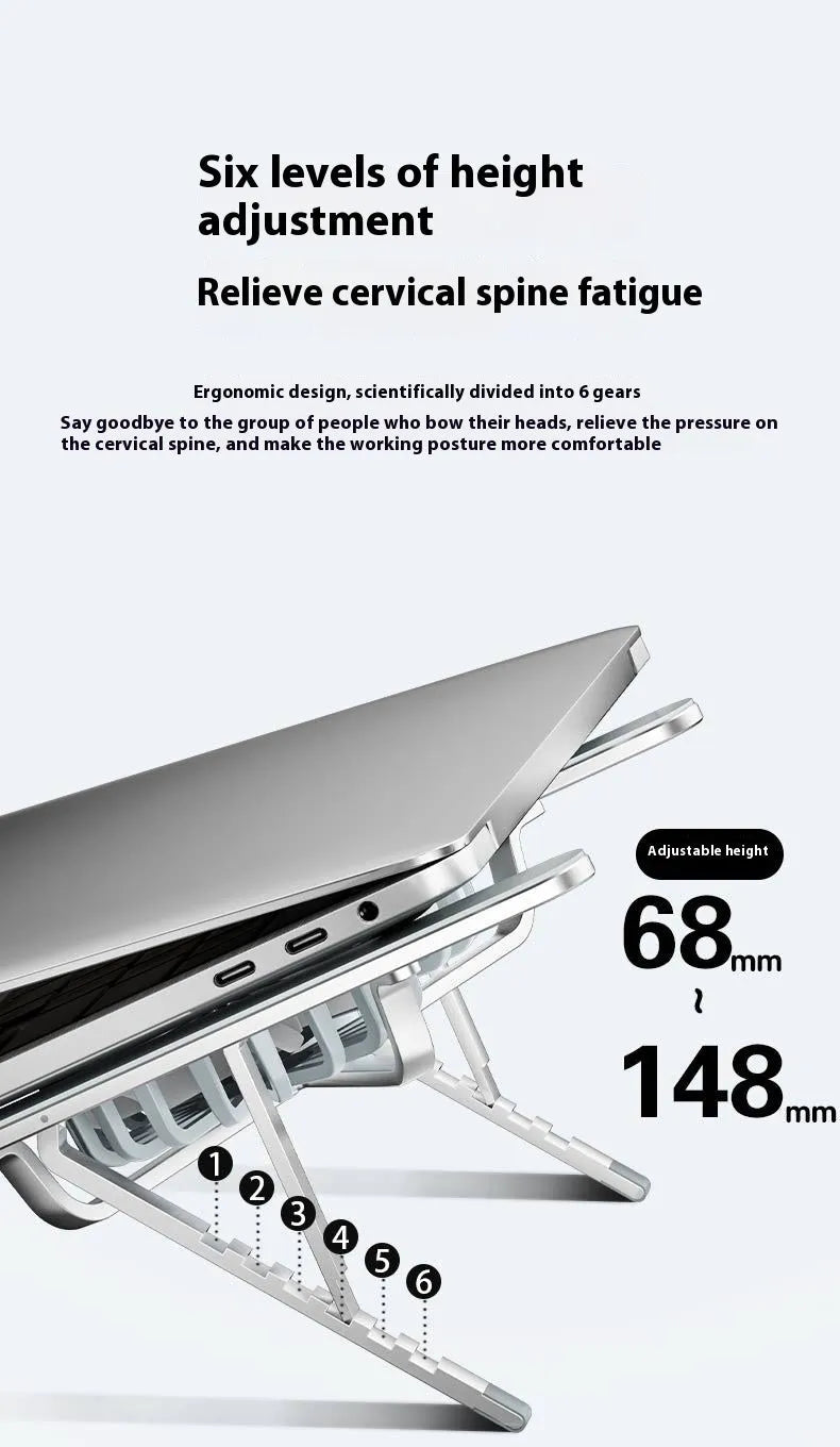 Aluminium alloy folding laptop cooling stand with twin fans and height adjustment mechanism