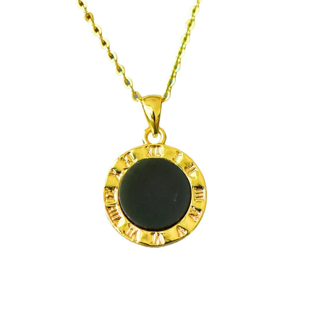 Natural Hetian jade pendant with copper inlay detail on necklace chain