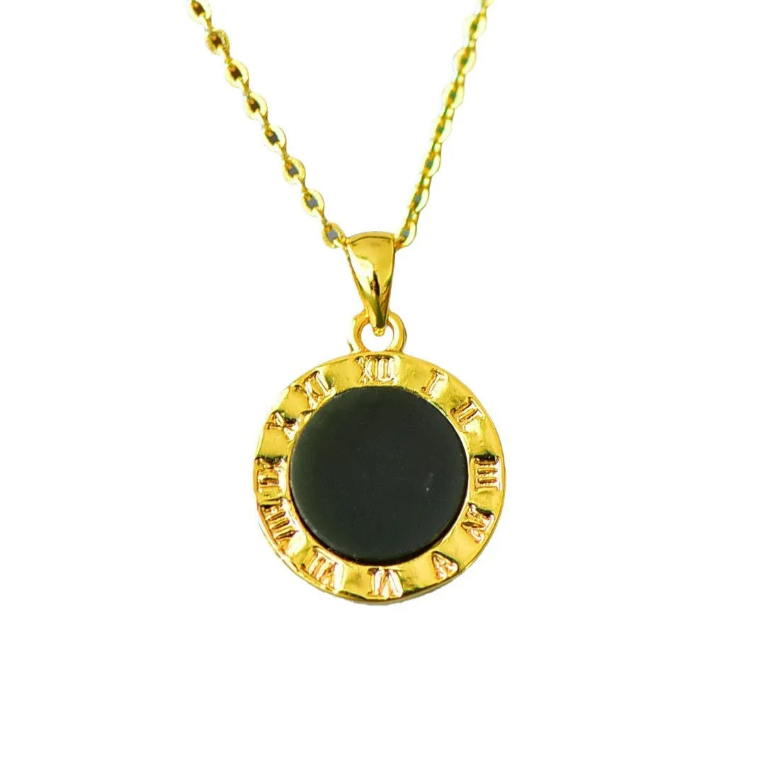 Natural Hetian jade pendant with copper inlay detail on necklace chain