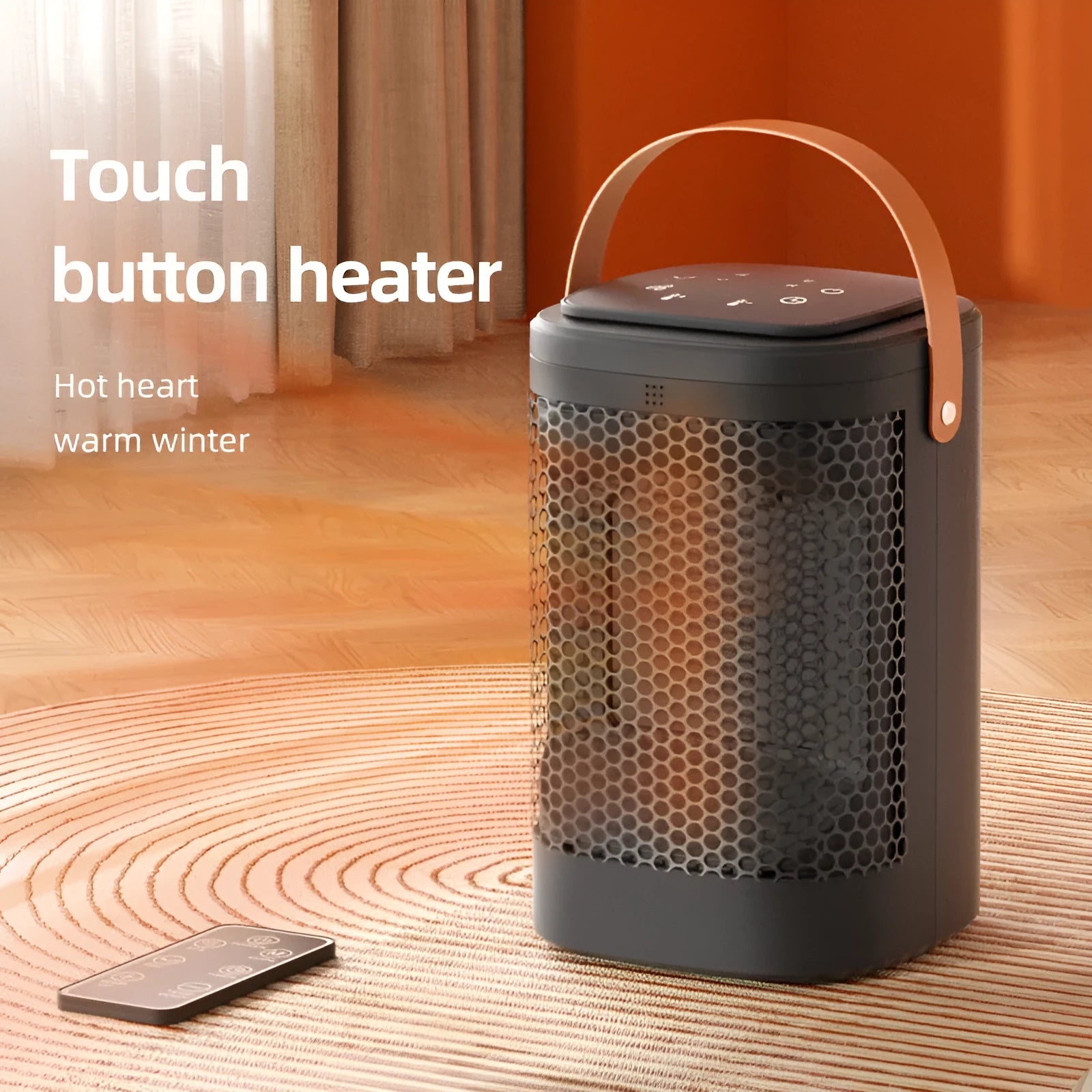 White PTC air heater with digital touch screen and remote control for 11-20m² rooms