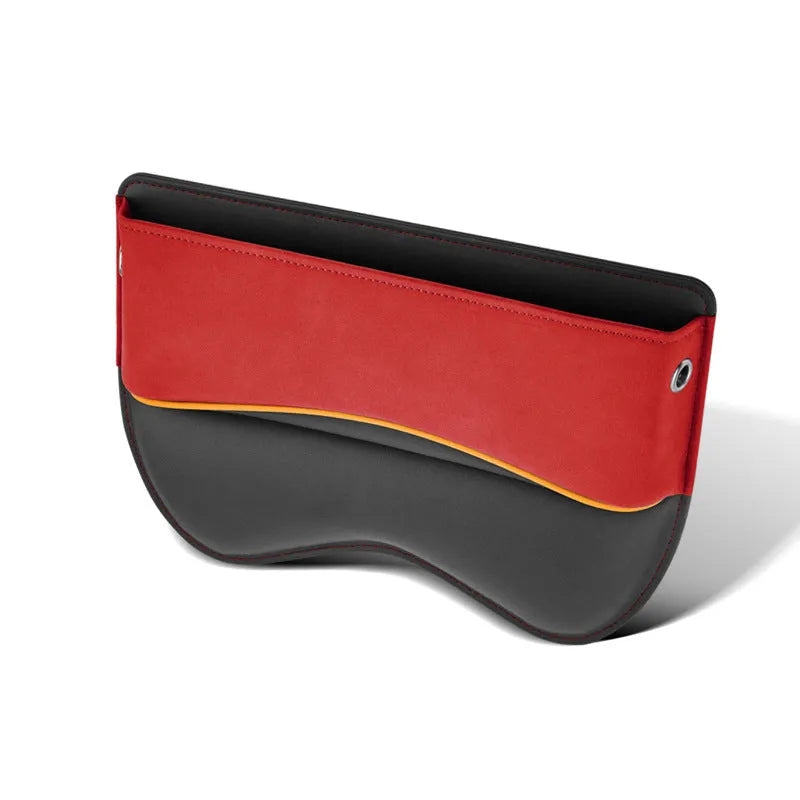Leather car seat storage box in choice of black, brown, beige, green or red suede colour