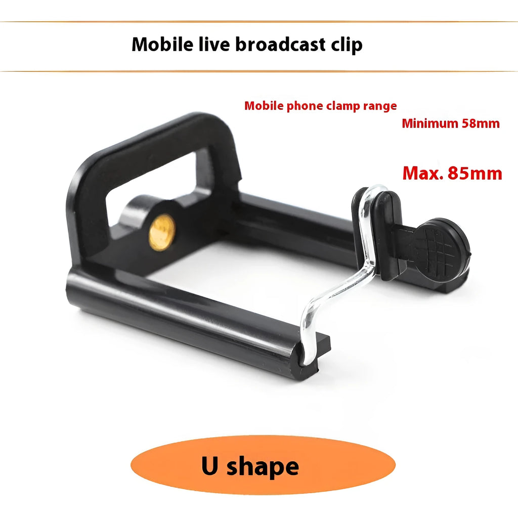 Black plastic U clip universal mobile phone holder bracket.