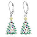 Women's Christmas tree earrings in star shape with white gold colour finish