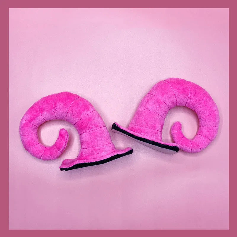 Pair of composite fiber bull horns for motorcycle full helmet decoration in black, pink, brown and gray
