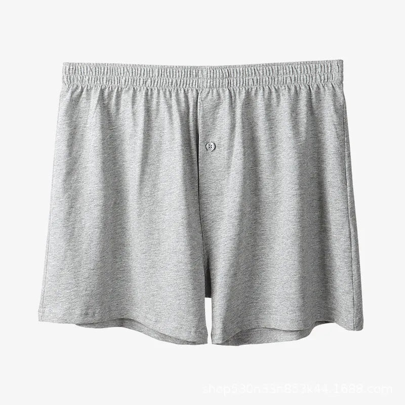Men's loose fit pure cotton boxer shorts in black, high waist design