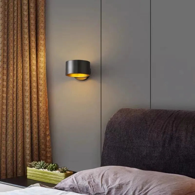 Modern copper wall lamp in gold or black finish with 220V voltage for living room installation