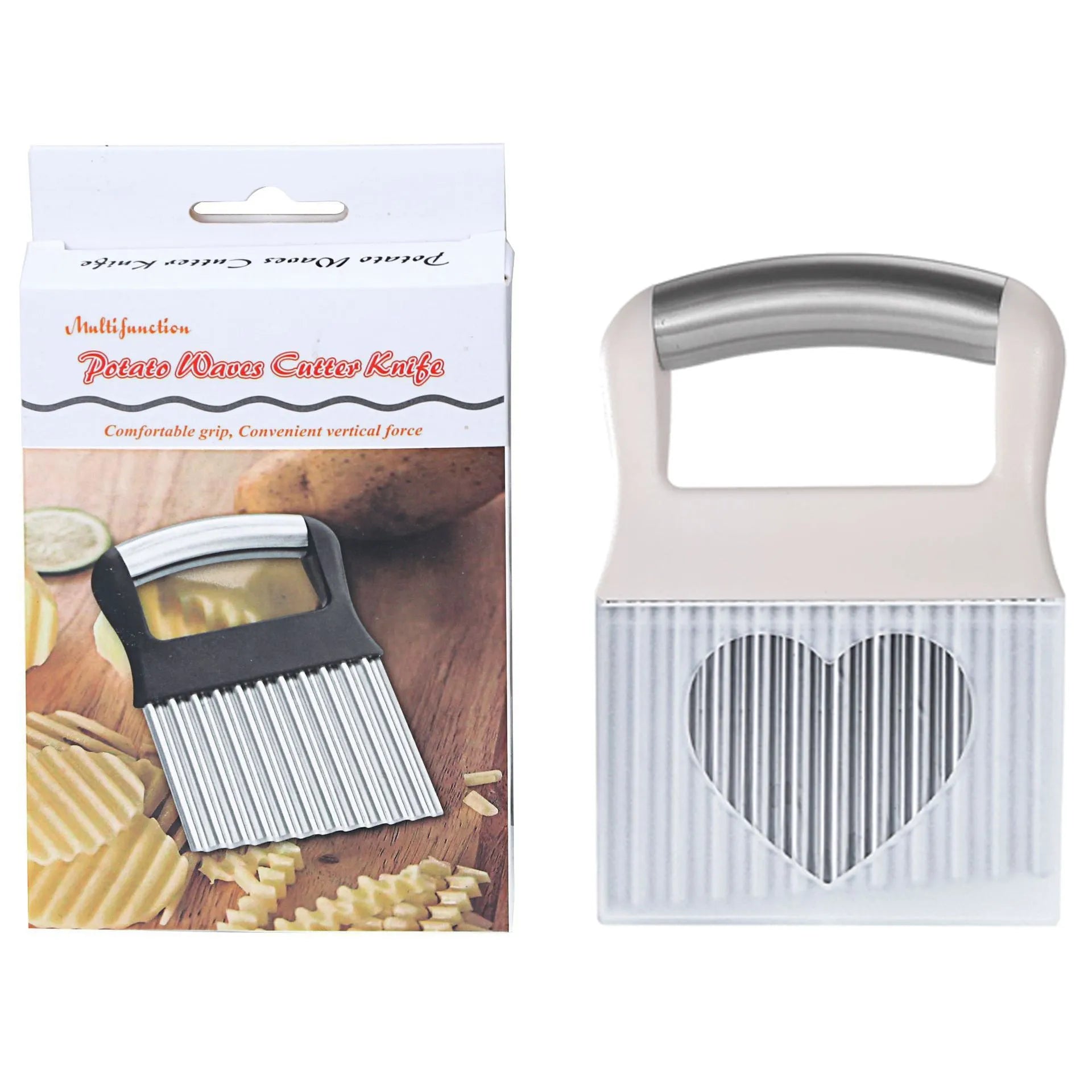 Stainless steel potato wave knife for making crinkle cut chips and waffle fries