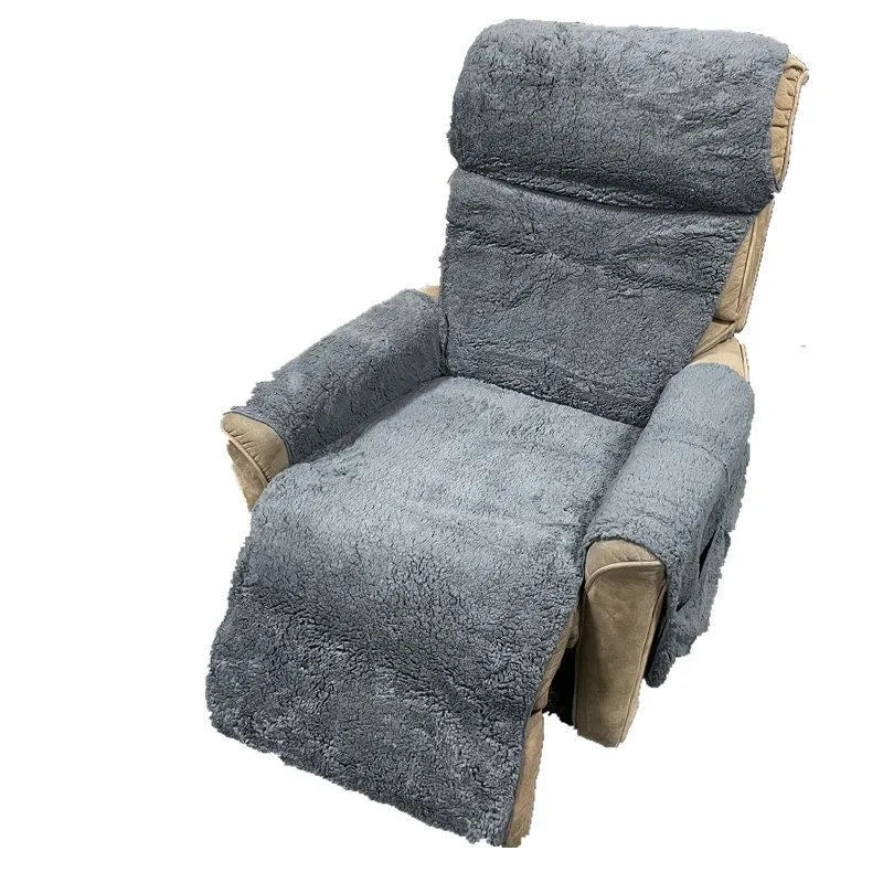 Polyester sofa cushion cover with lamb wool texture in beige, red, coffee or dark grey colour options