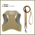 Waffle texture cloth cat harness chest strap in brown, shown in size medium on a mannequin.