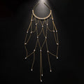 Mesh tassel hair chain accessory in gold or silver with pearl elements for women