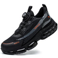 Lightweight black industrial safety shoes with steel toe cap and lace-up front