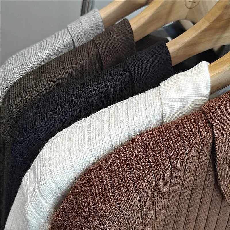 Men's loose knit sweater in rabbit fur modal fabric showing texture detail