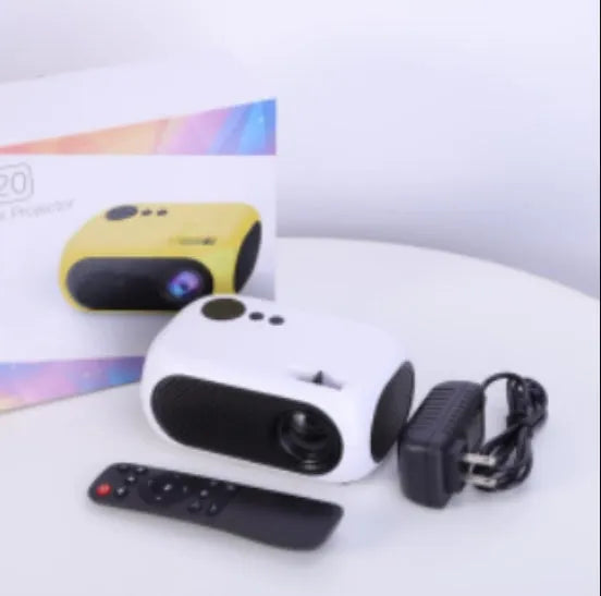 M24 micro mini portable LED projector in gold or white with power adapter and cables