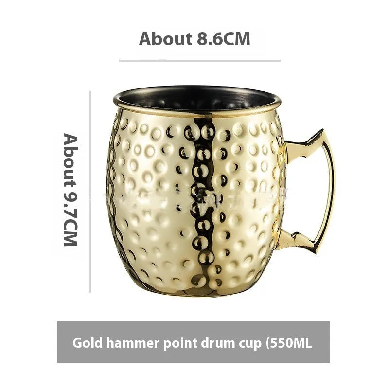 Stainless steel Moscow mule cup with copper plating in multiple colour options and capacity sizes