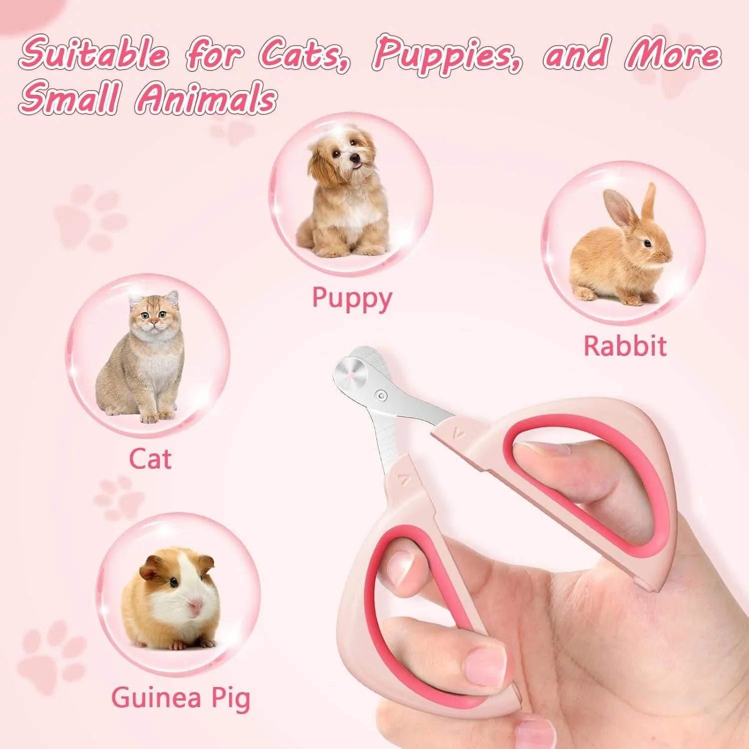 Blue cat nail clipper with positioning round hole and non-slip handle for safe pet grooming