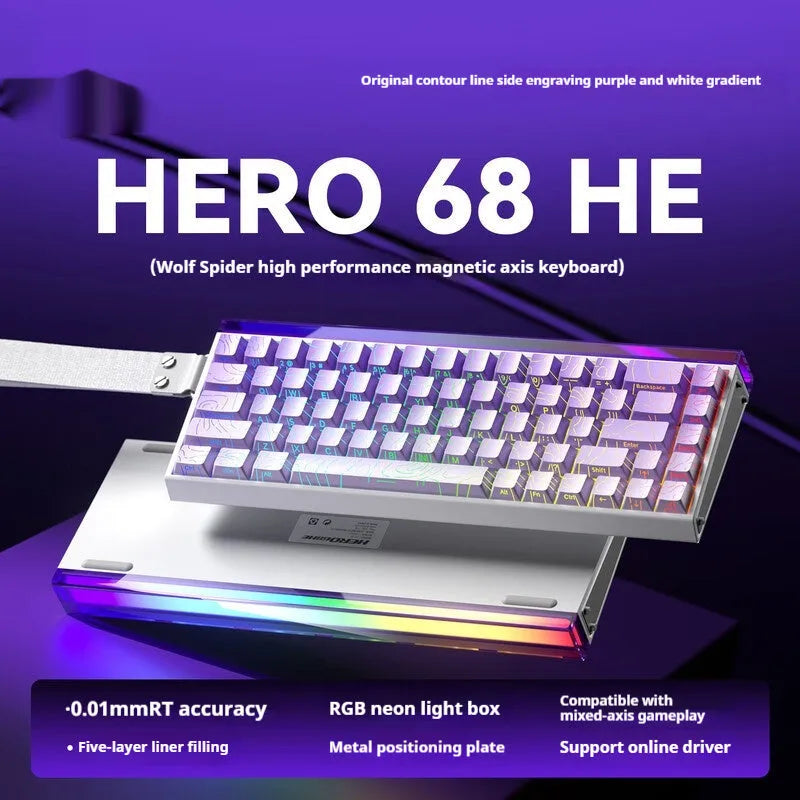 Wired magnetic axis mechanical keyboard with RGB lights in multiple colour and style options.