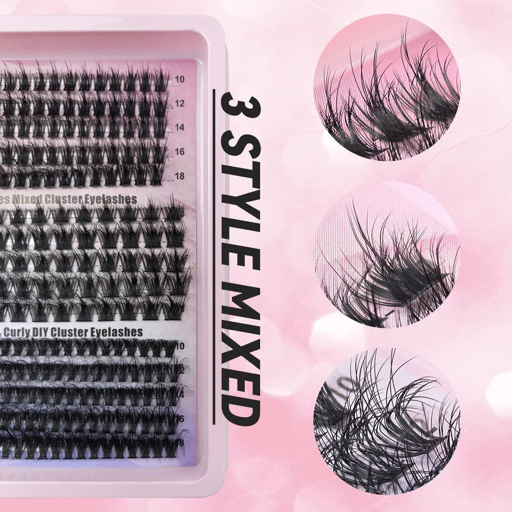 False eyelash mixed set with five design styles in storage case showing 30D to 120D density options