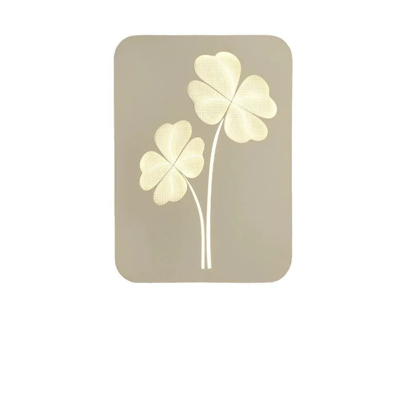 Modern wall lamp with iron base and acrylic shade in pink love heart or white square ginkgo leaf design for bedroom lighting