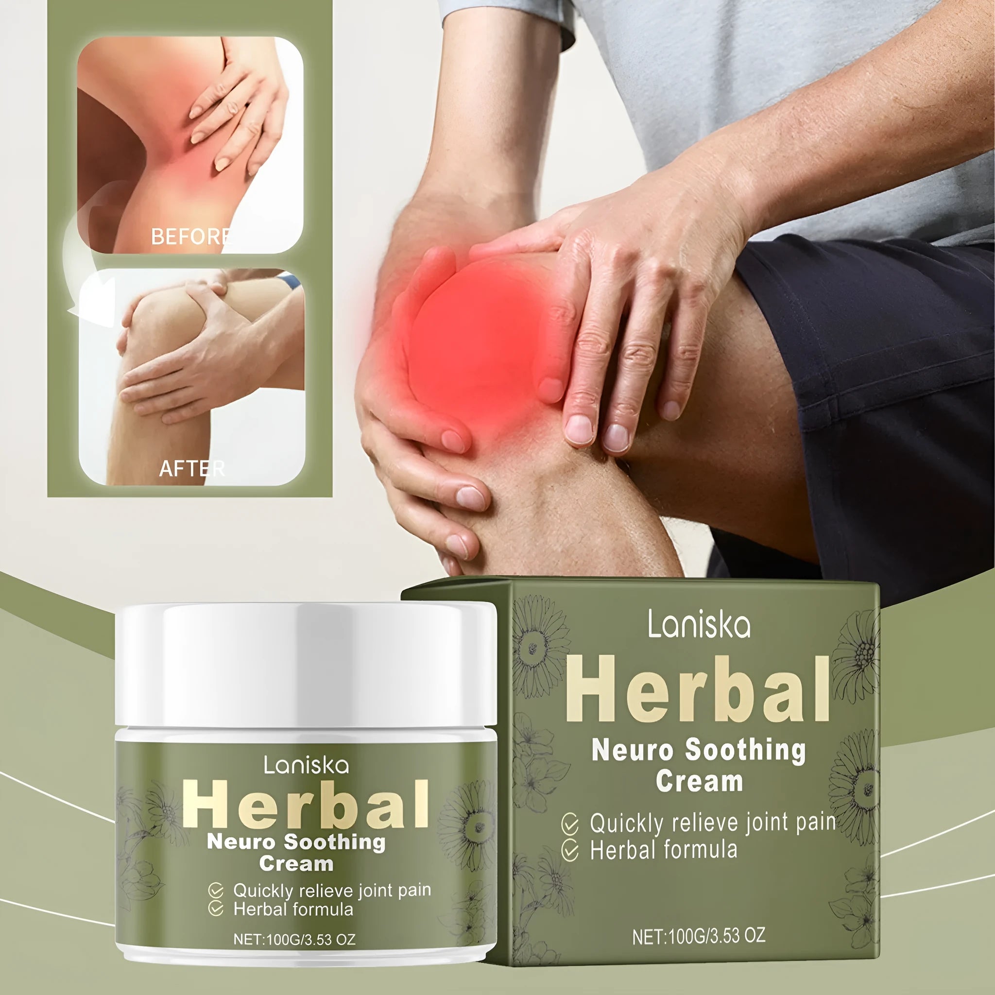 100g jar of arnica and mugwort body care cream with botanical extracts