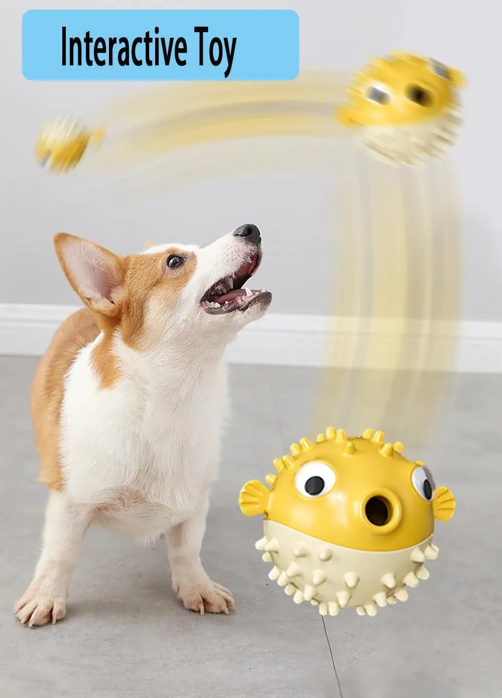 Green fish-shaped interactive dog toy with treat dispenser for medium and large dogs