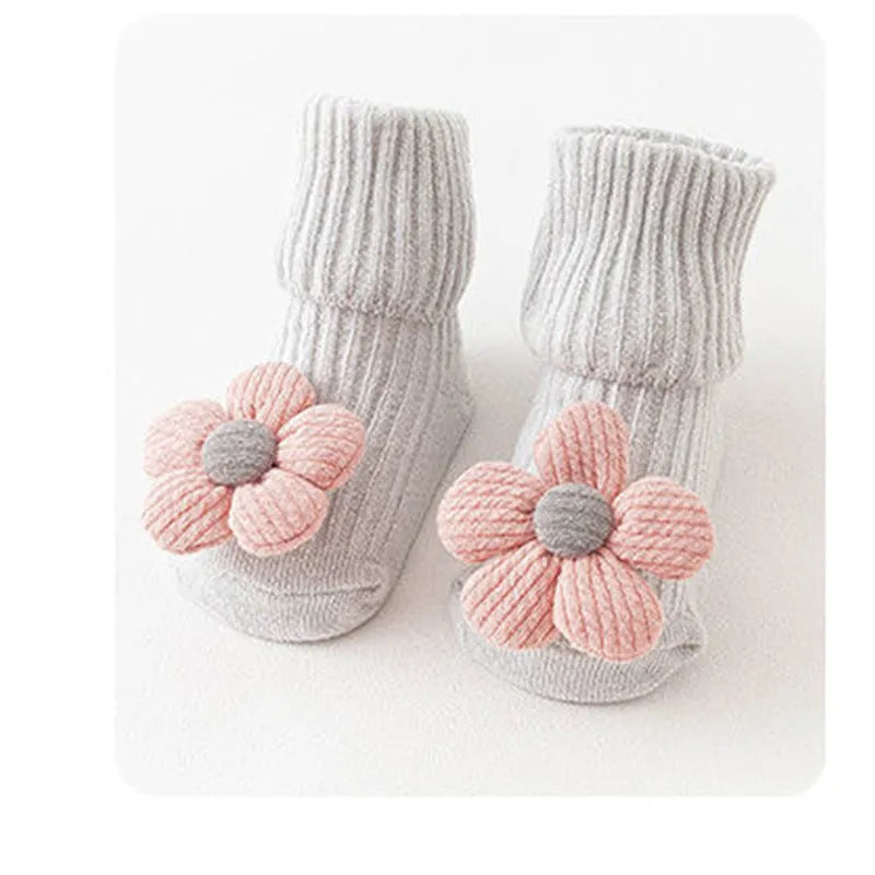 Cotton baby floor socks in various colours for crawling and walking